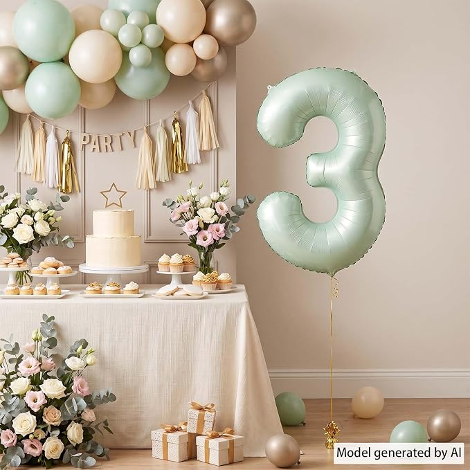 Olive Green Number 3 Balloon 40 Inch, Backdrop Sign - Image 7