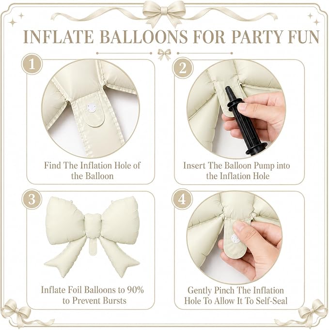 8Pcs Black White Bow Foil Balloons, 21Inch Black and White Bow Shaped Balloons - Image 7