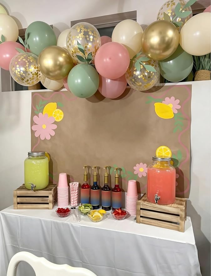 Pink and Green Balloons, Latex Party Decor | Sage Green Blush Pink Gold - Image 9