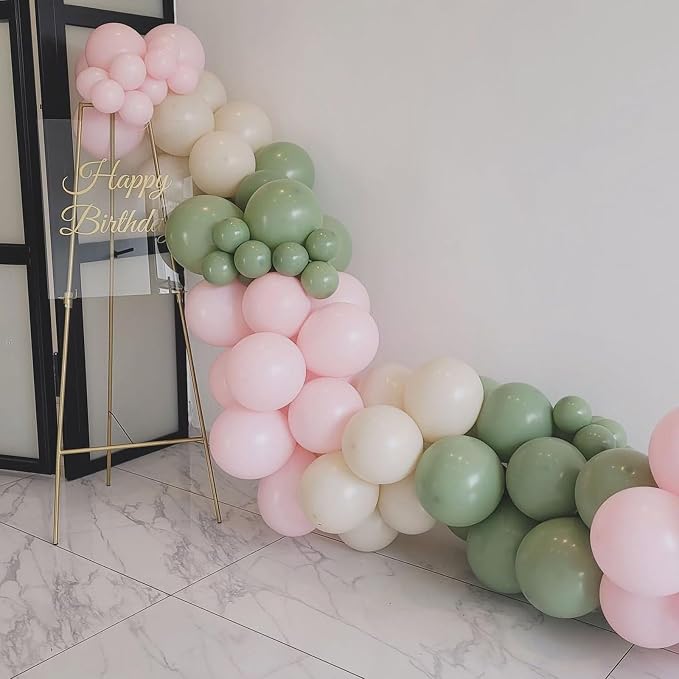 Pink and Sage Green Balloons Arch Kit - Image 7