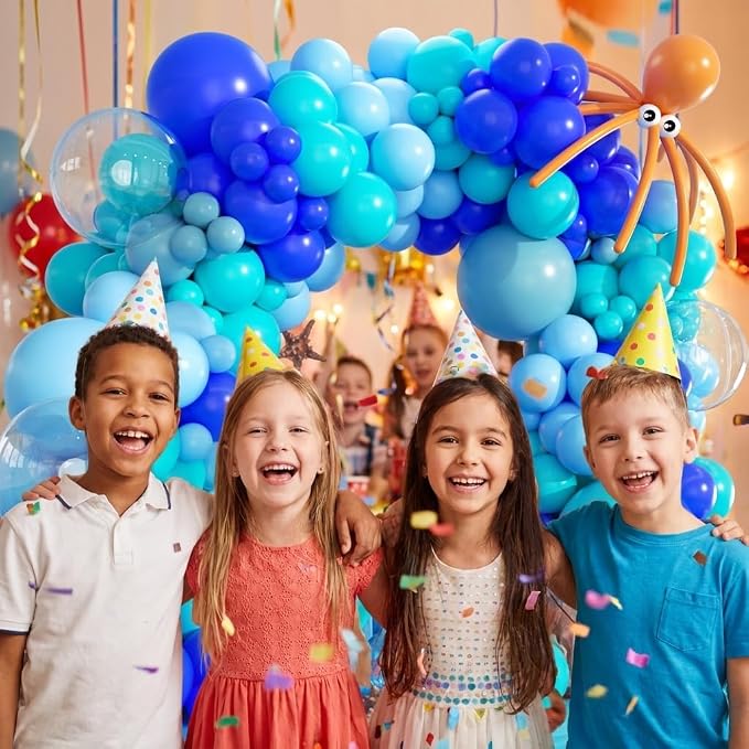 Under The Sea Balloon Arch Kit -156Pcs Blue Teal Dusty Blue Orange Long Balloon - Image 7