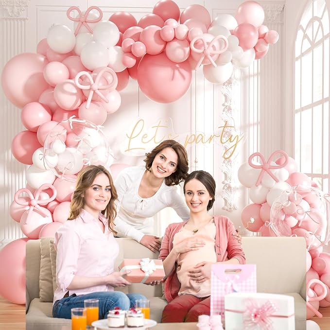 Pink Bow Balloons Garland Arch Kit - Image 8