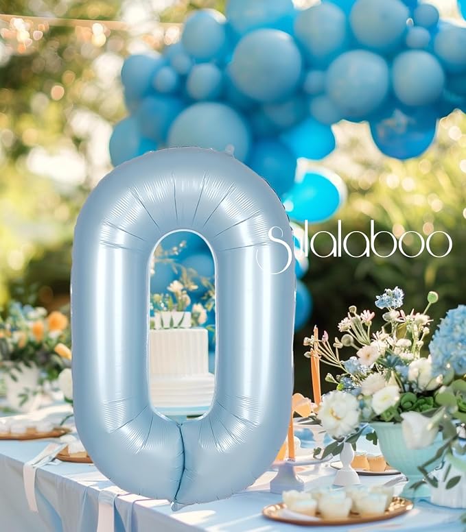 40 Inch Light Blue Number 0 Balloon 0-9 Big Helium Balloons | Large Giant - Image 7
