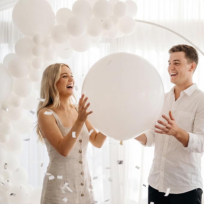 White Balloons, Baby Shower, Anniversary, Graduation, Wedding Decorations - Image 9