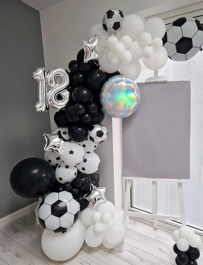 Soccer Balloon Garland Arch Kit, Soccer Birthday Party Decoration | Black and - Image 7