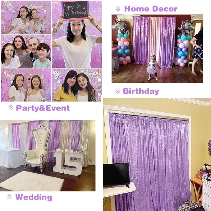 Eternal Beauty Lavender 3mm Sequin Backdrop 10x10 Ft - Image 9