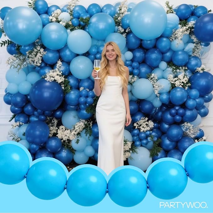 PartyWoo Light Blue Linking Balloons 100pcs 12 Inch Blue Link Balloons | - Image 8