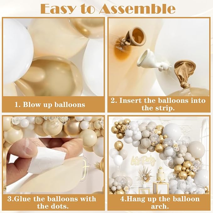 KARLURE White and Gold Balloons Arch Kit Garland - Image 9