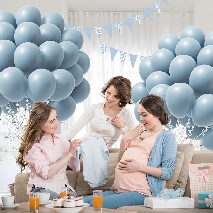 Dusty Blue Balloons 12 inch, Gender Reveal, Baby Shower, Birthday Party - Image 9