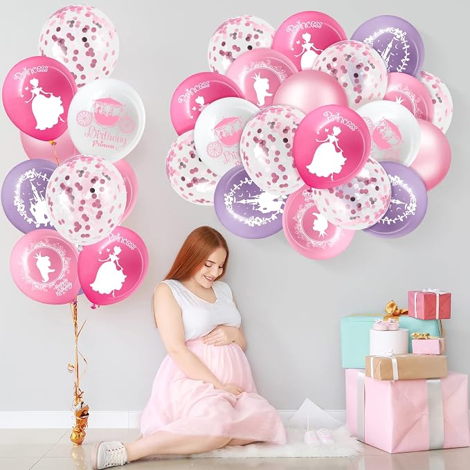 Civaner 48 Pieces Princess Balloons Bulk 12 Inch Pink Princess Themed Party - Image 7