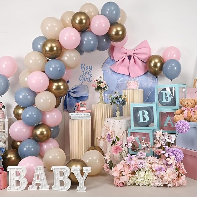 Gender Reveal Balloons, Chrome Gold Sand White Balloon - Image 8