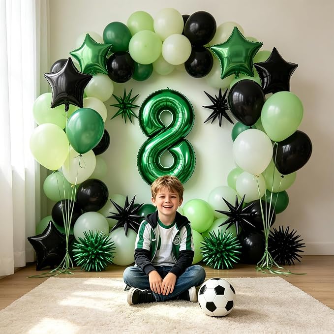 TONIFUL 8th Birthday Balloons Kit 40 Inch Dark Green Large Number 8 Balloon | - Image 6
