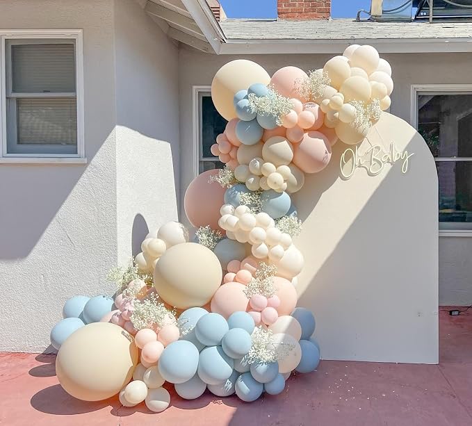Gender Reveal Balloons Garland Kit, Dusty Pink Blue Sand White | Dusty Pink and - Image 7