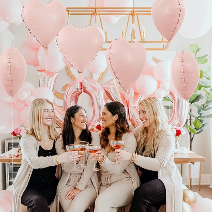 TONIFUL 30 Pcs 18 Inch Muted Dusty Pink Heart Shape Foil Mylar Balloons | - Image 6