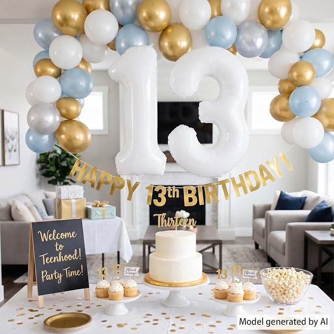 White Number 13 Balloon 40 Inch, Large Matte White 1 and 3 Foil Balloons Set - Image 7