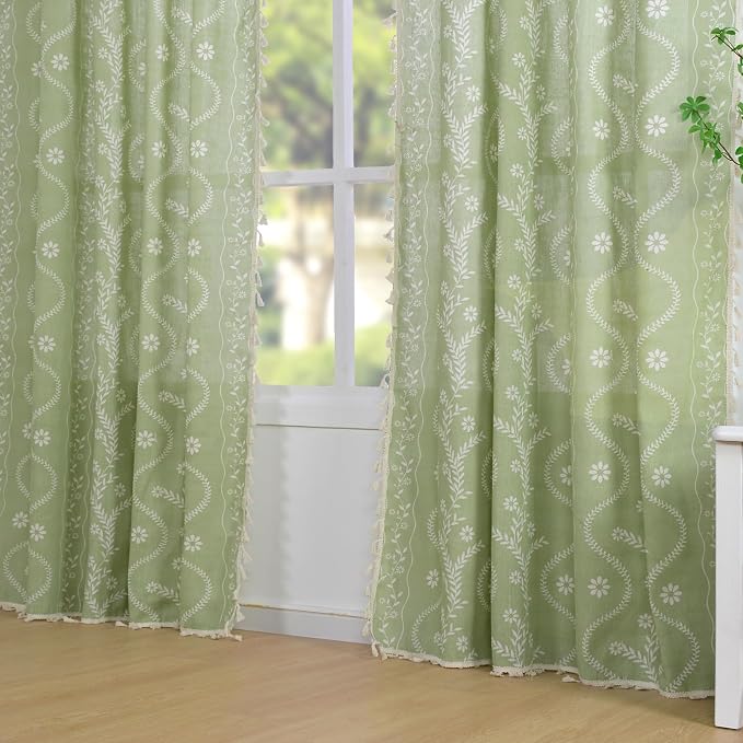 Schweek Sage Green Boho Curtains 2 Panels 96 Inches Long - Image 7