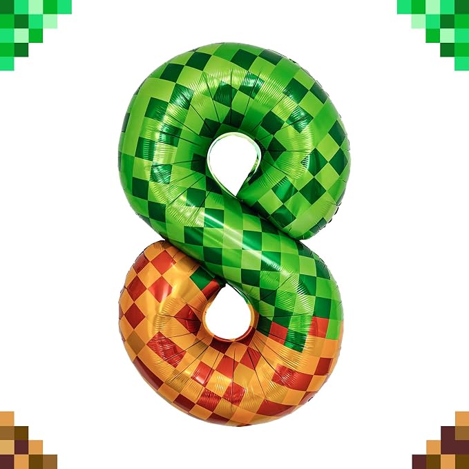 Pixel & TNT Theme 40in Giant Number Balloons - Image 7