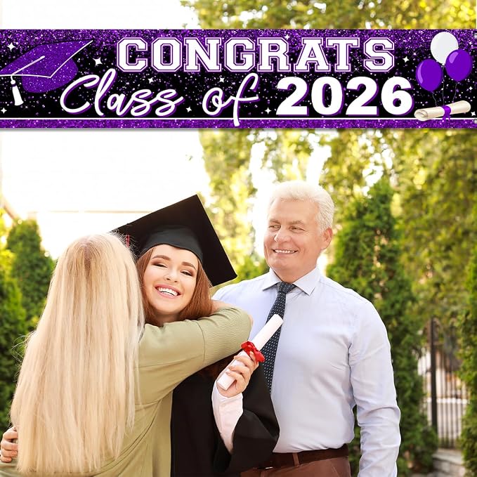 Graduation Decorations 2026 Yard Sign Large Class of 2026 Banner Purple | - Image 7