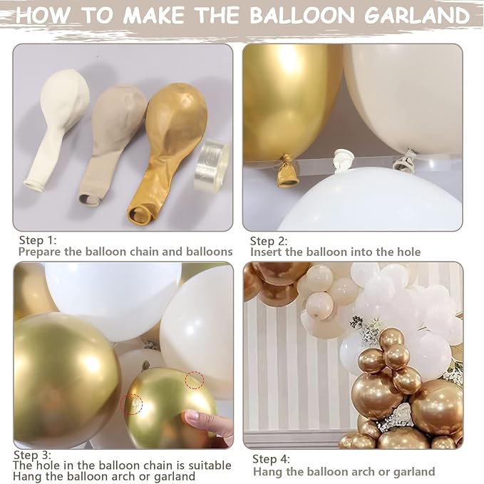 White Sand Gold Balloons Garland Arch Kit - Image 7