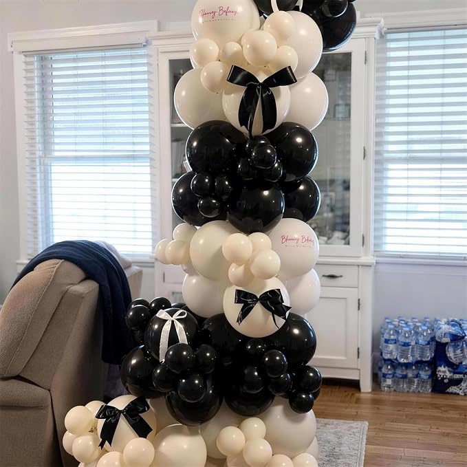HILAVO Black and Sand White Balloon Arch Kit 105 Pcs Bow Balloon Garland - Image 8