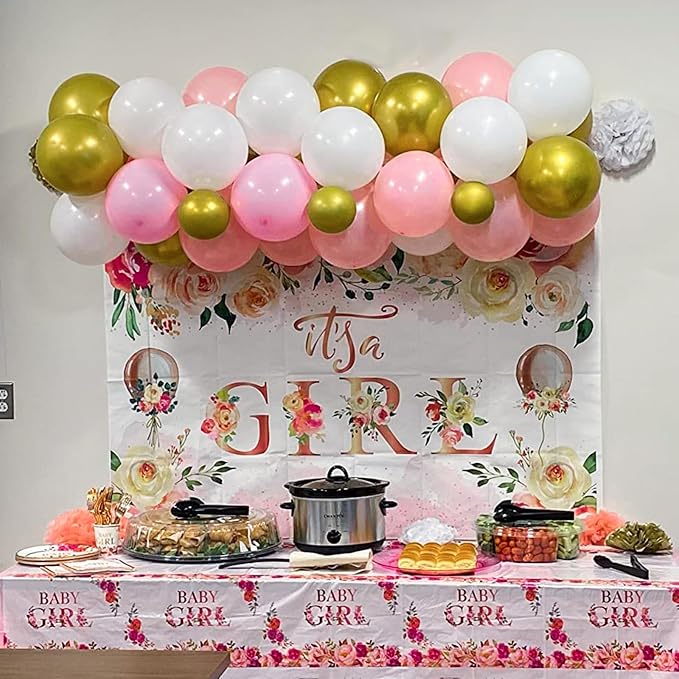 Pink Gold Balloons Set, 12 Inch Pink White Latex Balloons Pink Confetti Helium - Image 9