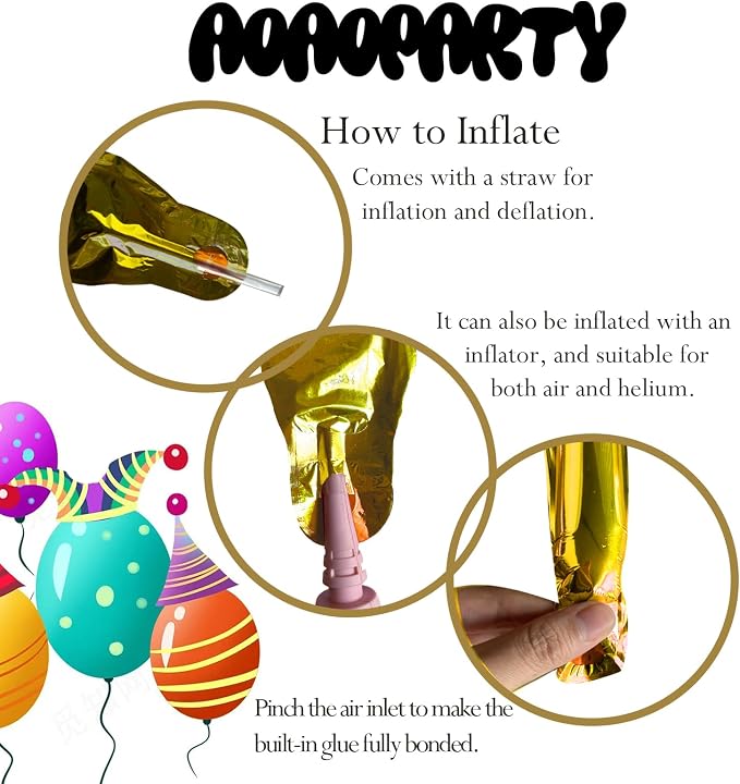 Gold Happy Birthday Balloons Banner 16 Inch Mylar Foil | Happy Birthday Letters - Image 5