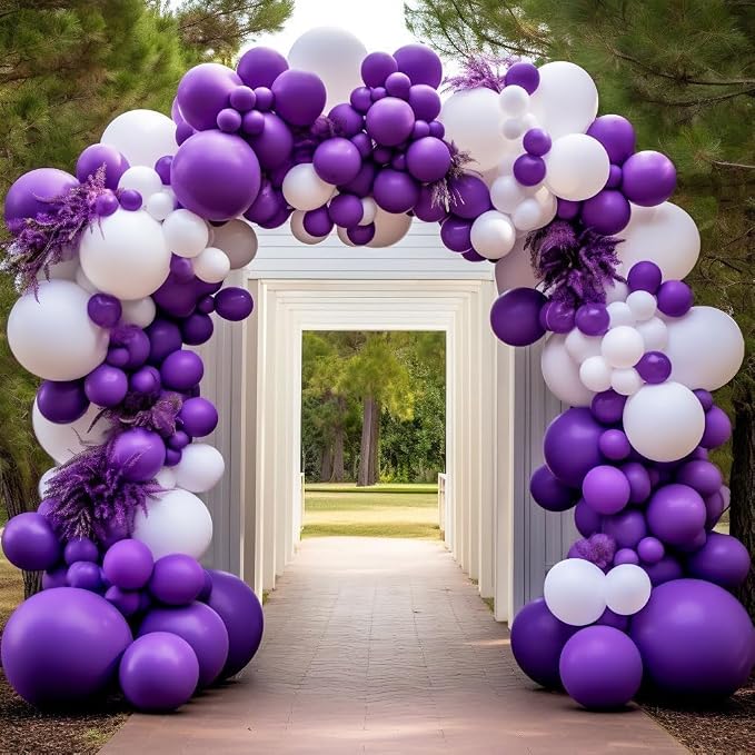 White Balloon Arch Garland Kit Double Stuffed White Balloons Different Sizes - Image 9