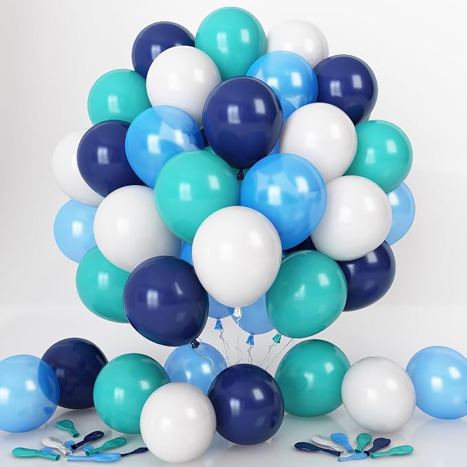 Blue White Balloons, Turquoise Blue White Aqua Balloon - Image 8