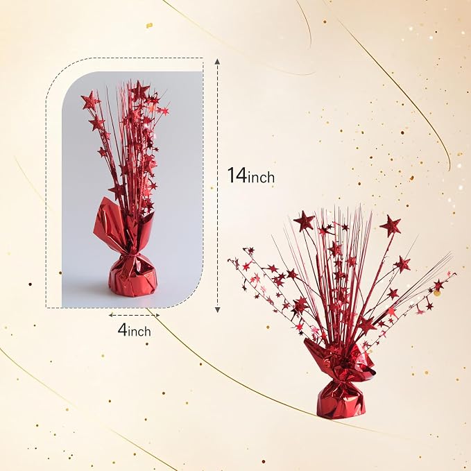 12 Pack Metallic Red Foil Spray Centerpieces Stars Brust Table Centerpieces - Image 6