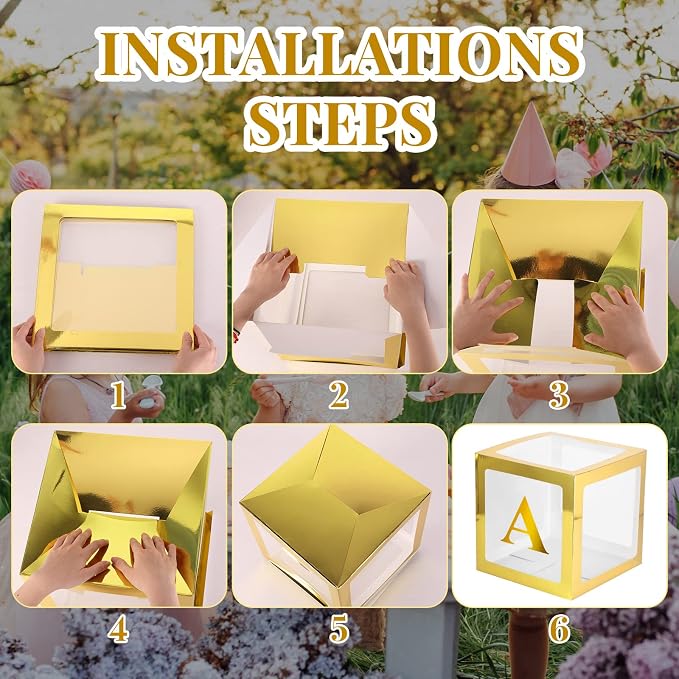 Qeeenar 3 Pcs One Balloon Box Decorations First Birthday Decorations - Image 8