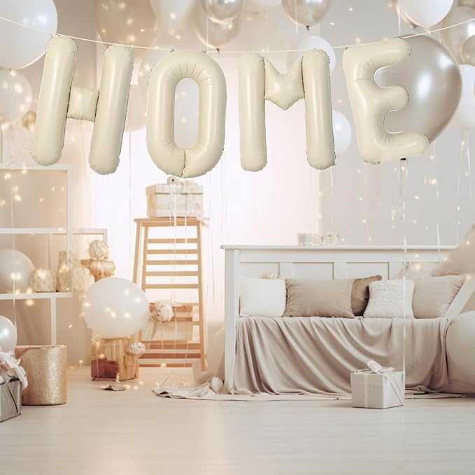 40 Inch Cream White HOME Balloon Banner – Large Ivory Alphabet Mylar Letter - Image 6