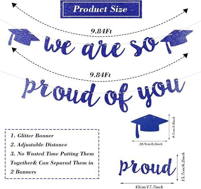 2026 Graduation Decorations Pre-Strung Blingbling We Are So Proud of You Banner - Image 7