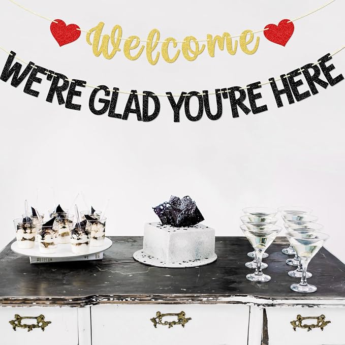 Welcome We're Glad You're Here Banner, Pre-strung | Glitter Church Welcome Sign - Image 7