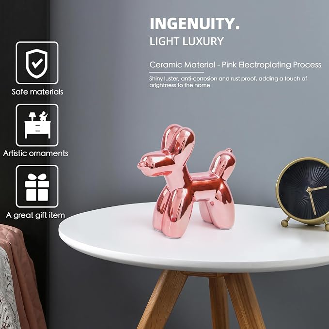 Notakia Cute Ceramics Balloon Dog Statue Crafts Living Room Desktop Decorations - Image 9