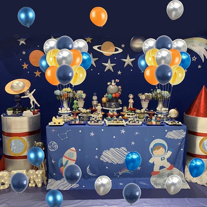 60Pcs Balloons Orange Blue, Outer Space Party Balloons Set, Graduation - Image 8