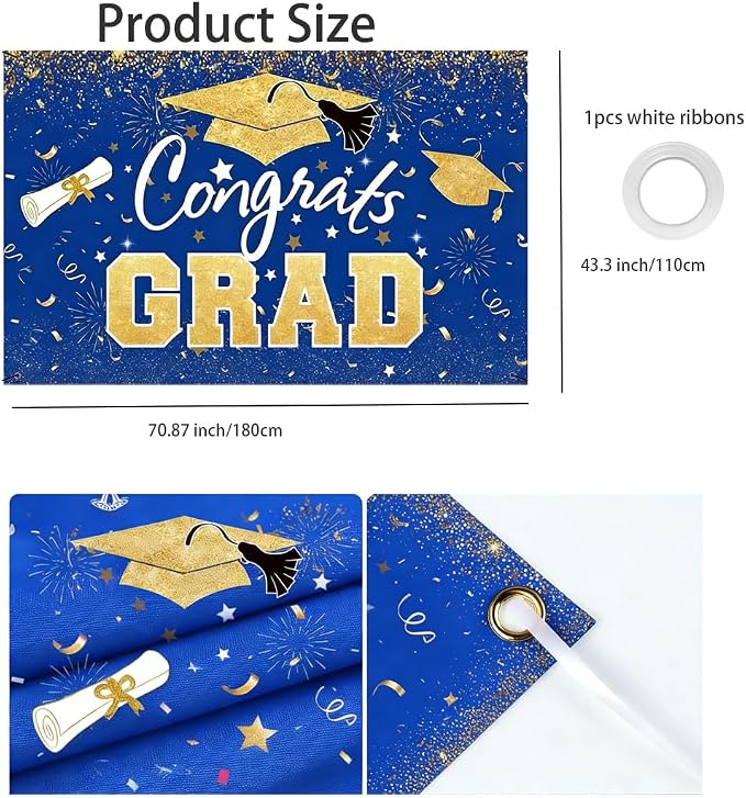 Graduation Banner 2026 Blue and Gold - Image 7