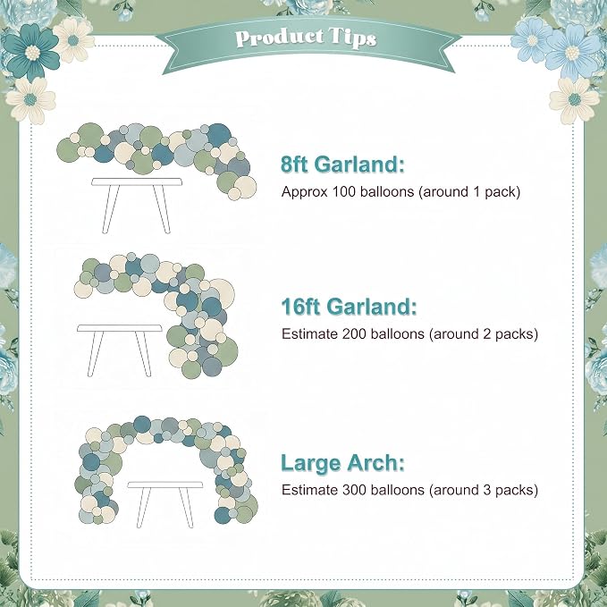 Dusty Blue Sage Green Balloon Arch Kit - Image 8