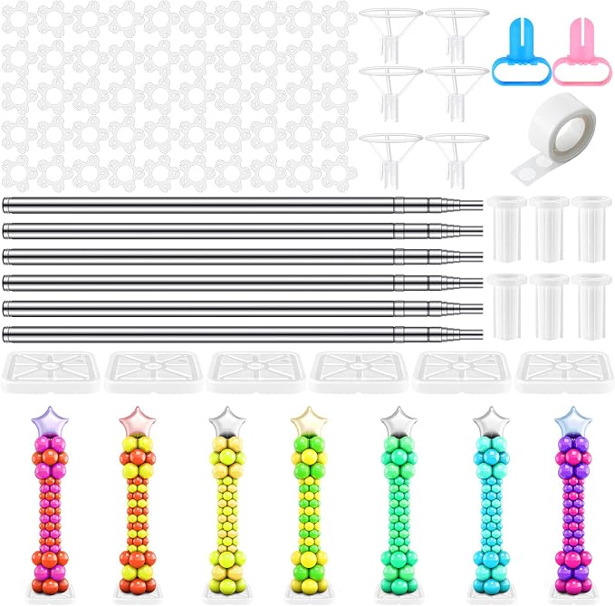 Sratte 12 Sets Balloon Column Stand Kit, 6.6 ft Adjustable Balloon Tower Pillar - Image 9