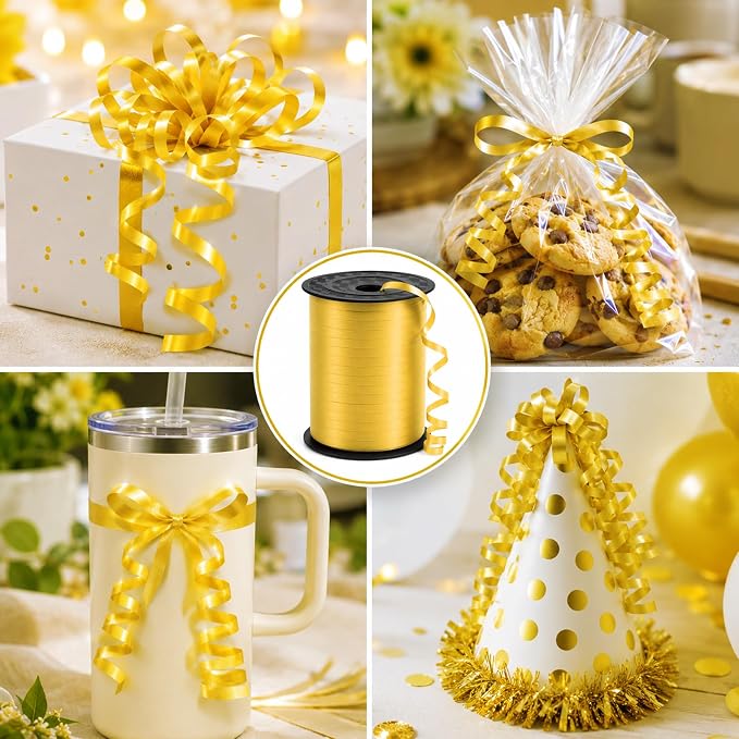 500 Yard Gold Curling Ribbon Balloon Ribbon 1/5 Inch Ribbon - Image 3