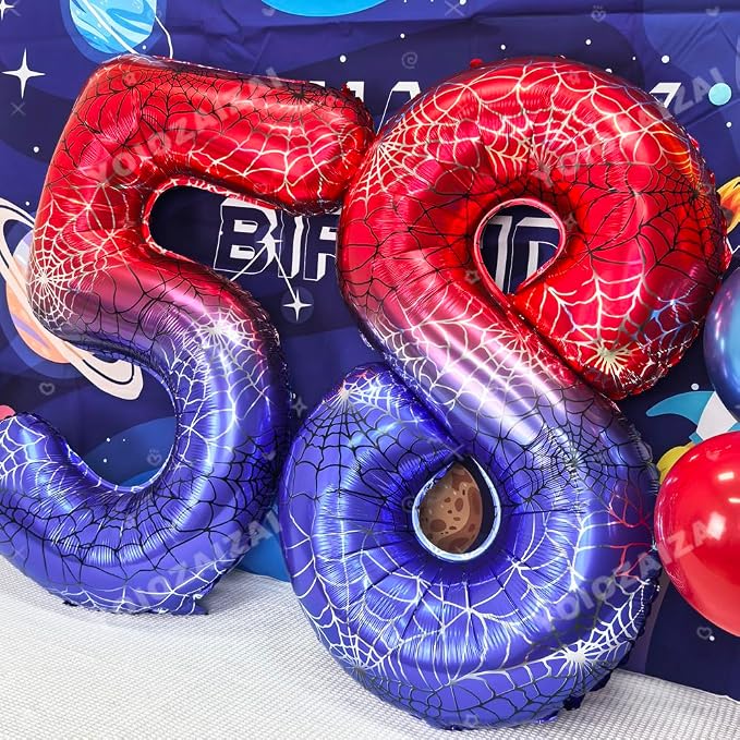 40 IN Red Blue Gradient Number 5 Balloon Large Digital 5 Foil Balloon | - Image 6