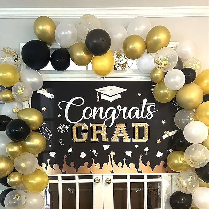 Isndare Black and Gold Confetti Balloons, 12 Inch Black Metallic Gold Latex - Image 8