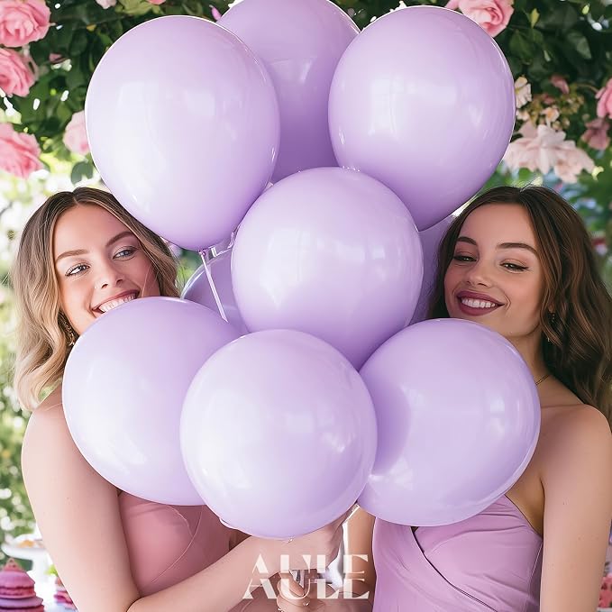 AULE 50Pcs Latex 12 Inch Macaron Purple Balloons Lavender | Helium Party Happy - Image 5