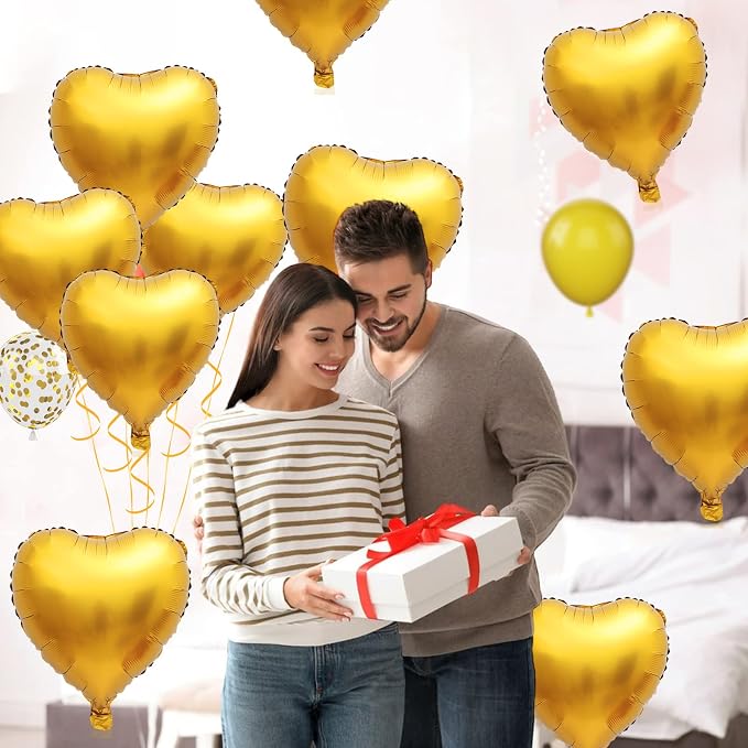 Foil Heart Balloons Gold - Image 5