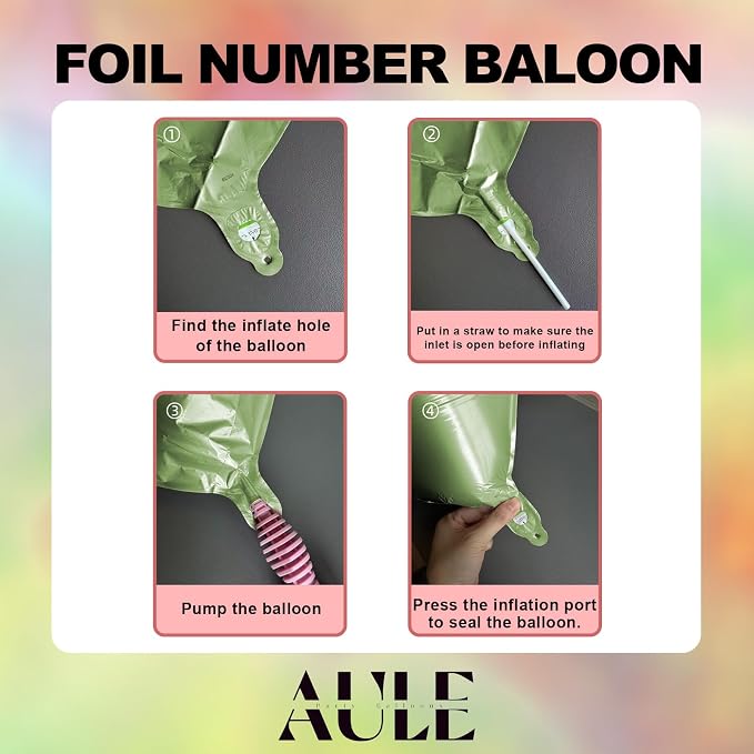 AULE 40 Inch Sage Green 8 Balloon Numbers Foil 0-9 Birthday Big Numbers | - Image 6
