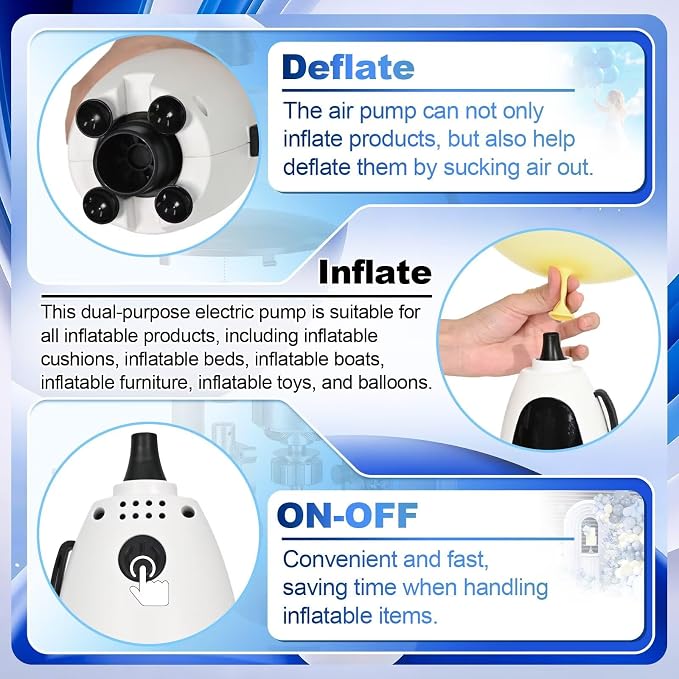 Electric Balloon Pump, 3-in-1 Portable Air Pump - Image 8
