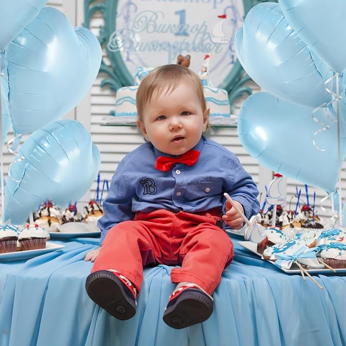 TONIFUL 30 Pcs Baby Blue Heart Balloons 18 Inch Heart Shape Foil Balloon | - Image 6