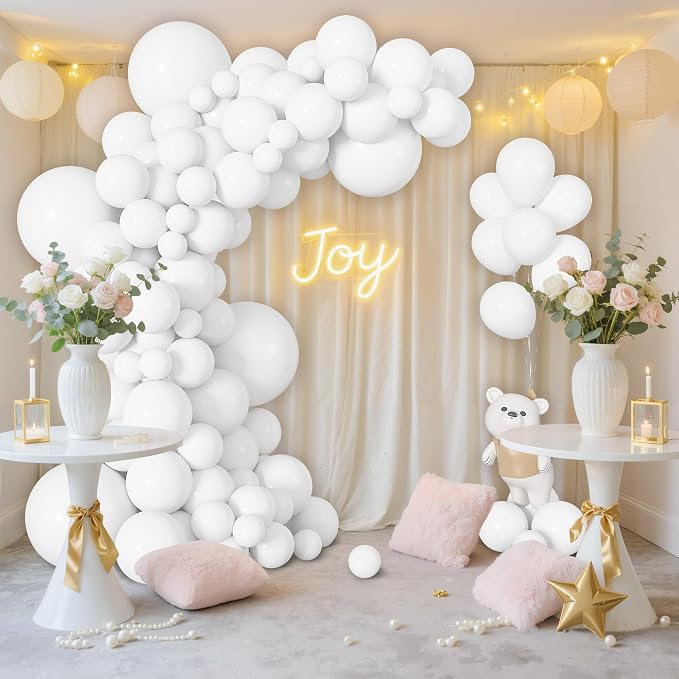 164Pcs White Balloons Different Sizes 18" 12" 10" 5" - Image 7