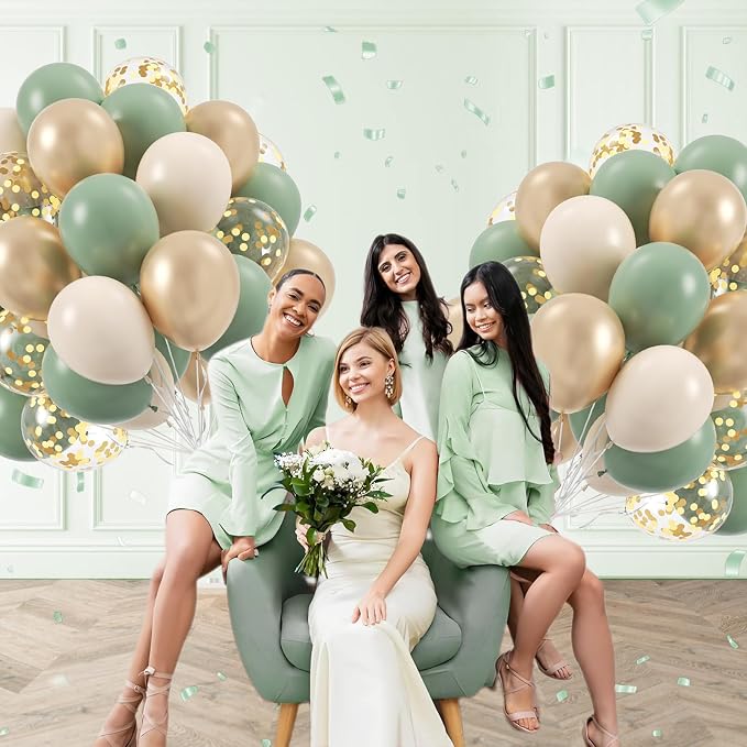60pcs Sage Green Balloons 12inch - Image 7