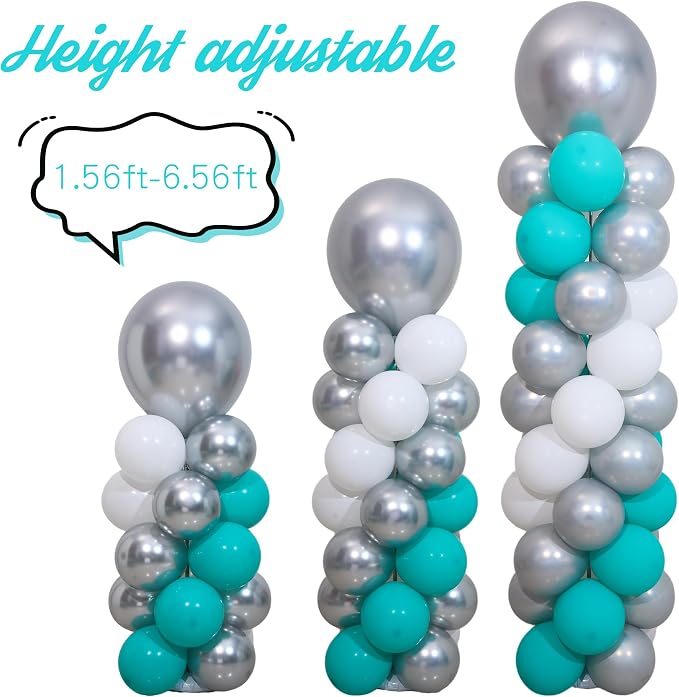 2 Sets Teal Blue Silver White Balloon Column Kit - Image 8