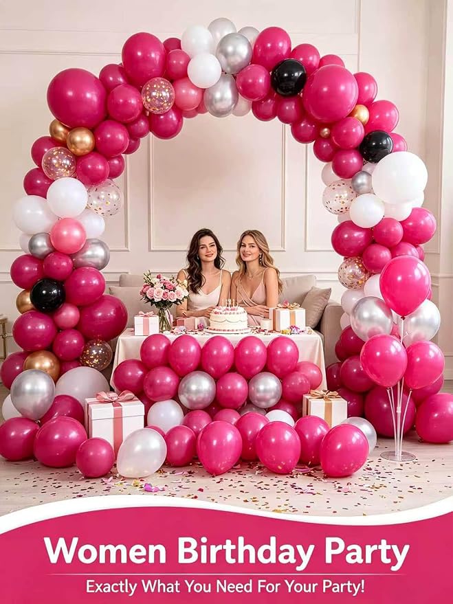 Hot Pink Balloons 125 Pcs Different Sizes 18 12 10 5 Inch Magenta Fuchsia Dark - Image 9